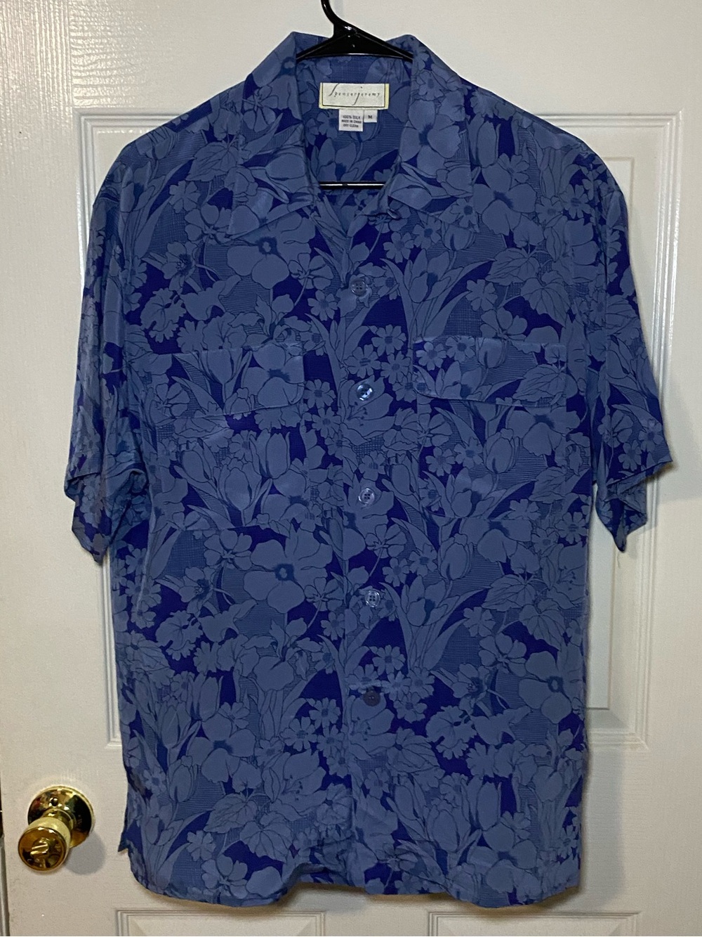 Vintage Spenser Jeremy Blue Floral Short-Sleeve Button-Down Shirt